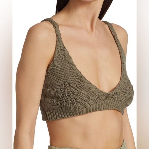 NWT JONATHAN SIMKHAI Cora Directional Rib Bralette Olive Sz. L - Picture 9 of 12